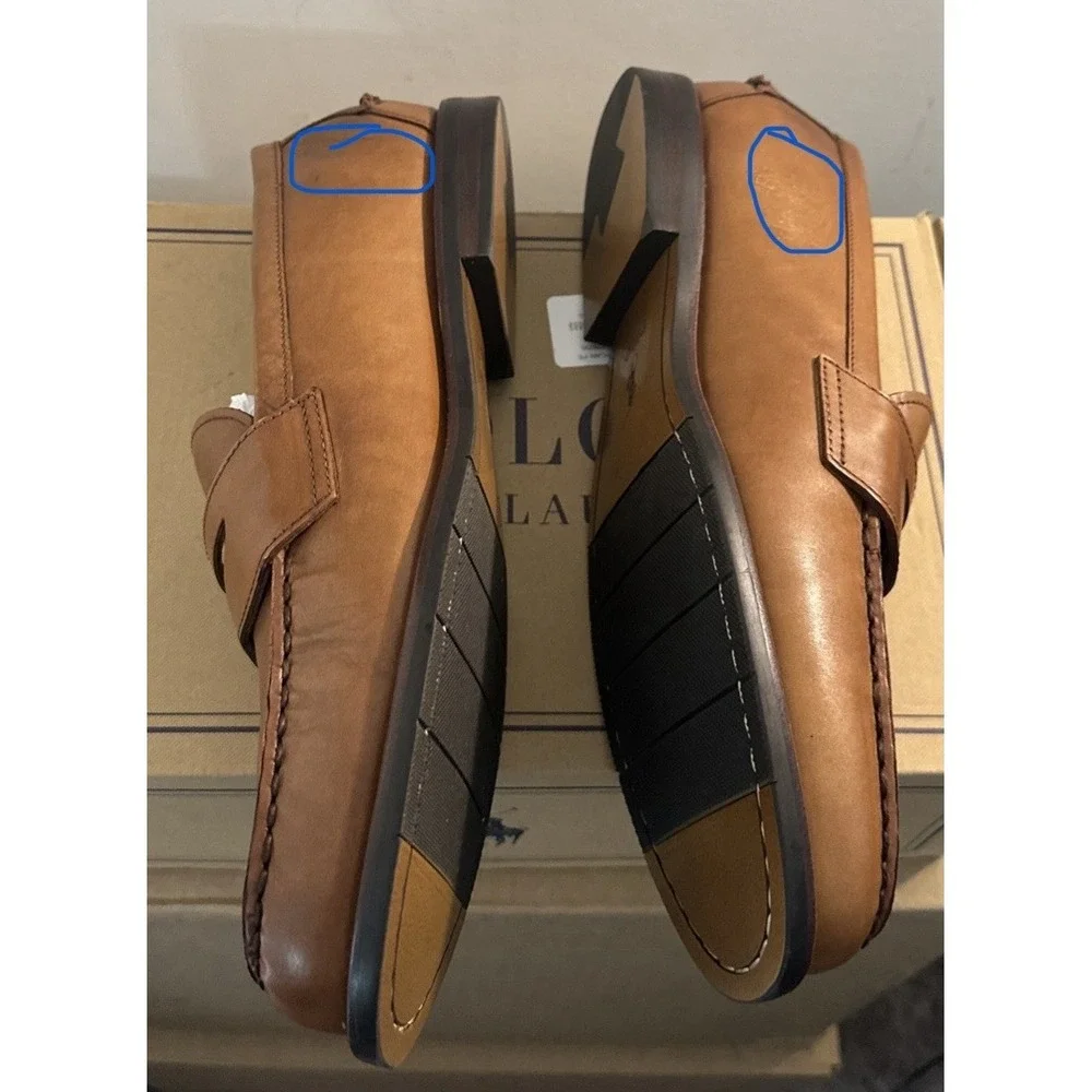 POLO RALPH LAUREN Men Size 12D Alston‎ Leather Penny Loafers Shoes Tan ‼️ READ‼️